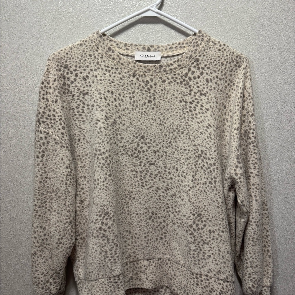 Gilli Beige Patterned Crew Neck Sweater